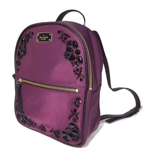 ♠️ Kate Spade Wilson Road Embellished Small Bradley Backpack Plum Purple ♠️ - Picture 2 of 10